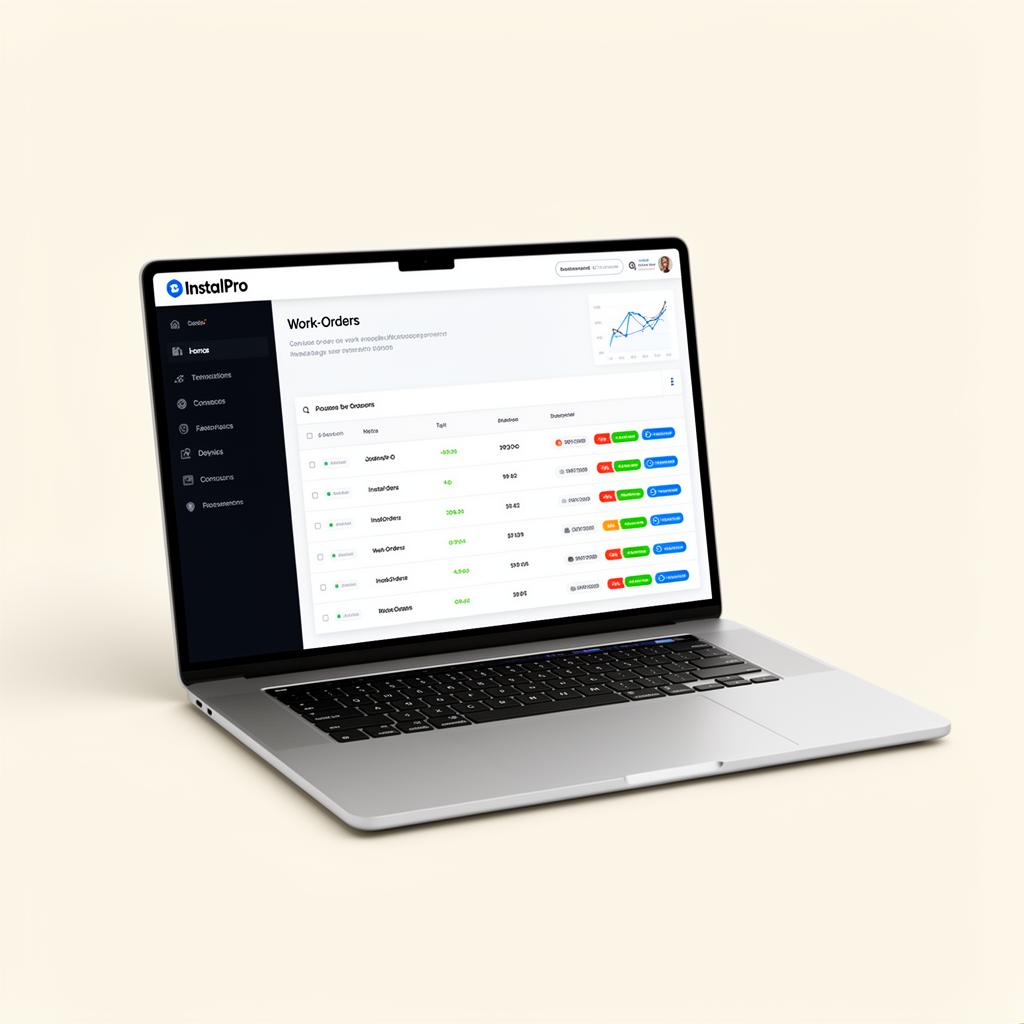 Mockup InstalPro SaaS dashboarda na laptopu.